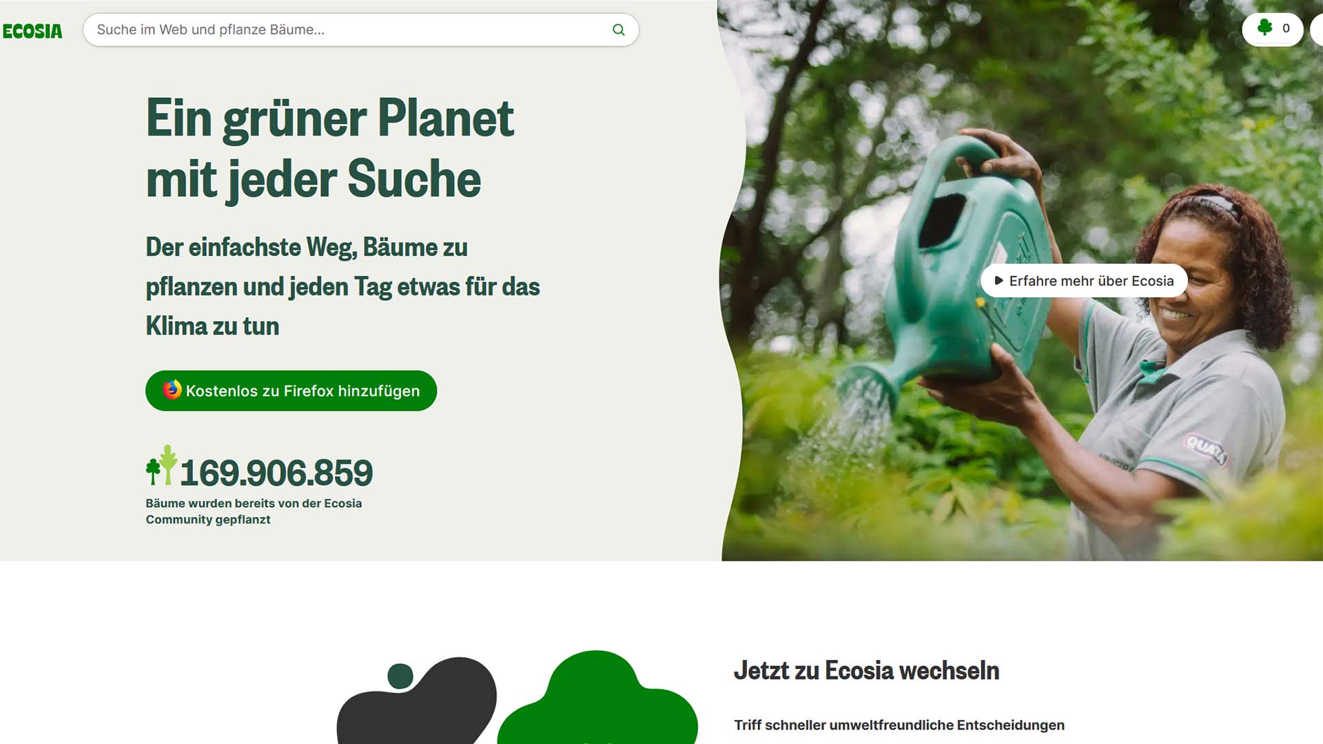 Ecosia Suchmaschine suche